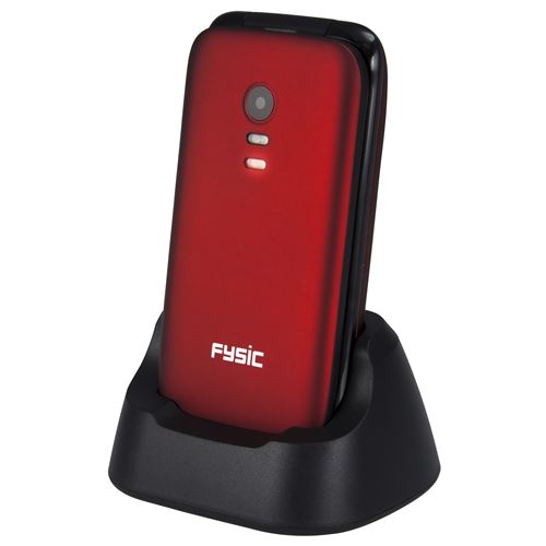 Téléphone seniors portable à clapet facile avec bouton d'urgence SOS Fysic FM-9710RD Rouge-Noir