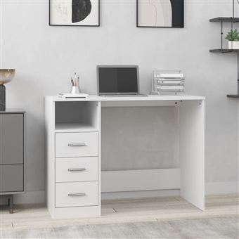 Bureau avec commode de rangement coloris blanc - Hauteur 76 x