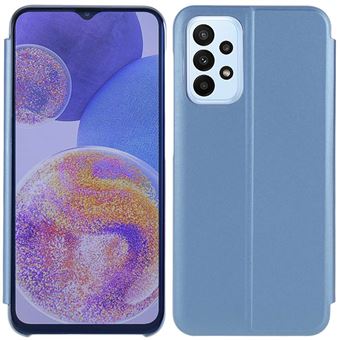 Housse pour Samsung Galaxy A23 4G / 5G - etui coque portefeuille clear view + verre trempe - BLEU - htdmobiles - 1