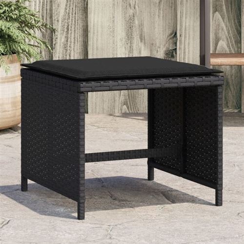 Vidaxl Noir Tabourets De Jardin Et Coussins 4 Pcs - Image 3