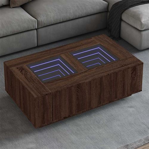 vidaXL Table basse avec LED infini chêne marron 116x69x40 cm