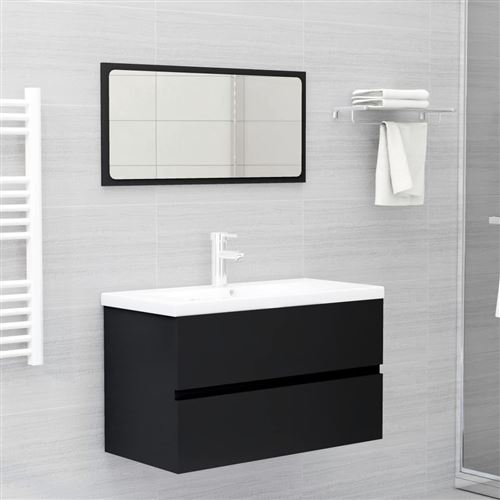 Ensemble de meubles de salle de bain Aggloméré 2 pcs Noir