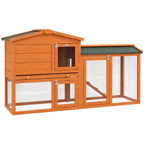 Meilleurs prix pour Clapier cage à lapins rongeurs 2 niveaux 3 portes verrouillables tiroir à déjection 145L x 45l x 85H cm bois sapin lasuré