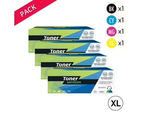 Compatible Oki C332 Pack 4 toners Noir, cyan, magenta et jaune XL