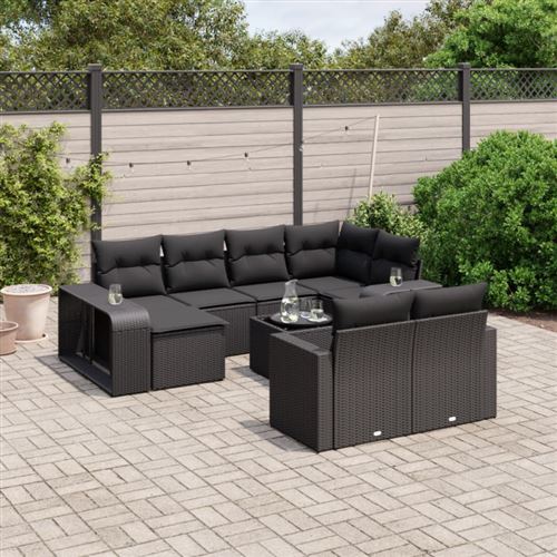 Salon de jardin modulable VIDAXL resine tressee noir 11 pieces x 65.5 x 69 8 personnes
