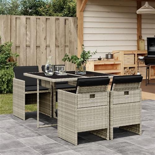 Non Communiqué Gris Vidaxl Ensemble À Manger De Jardin Avec Coussins 5 Pcs, Table Et Chaise De Terrasse, Meubles De Patio, Mobilier D'extérieur, 3210539
