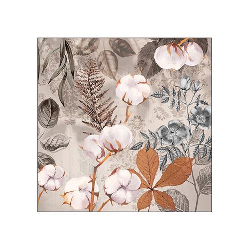 20 serviettes papier fleurs de coton automne 33cm - 13316520