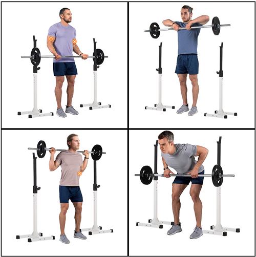 Repose Barre Musculation Support De Haltère Rack à Squat Réglable En  Hauteur 105-160 cm - Noir