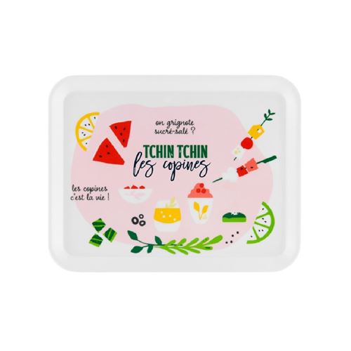 Plateau Raxe - Tchin tchin les copines - - Derrière La Porte - Blanc - Mélamine