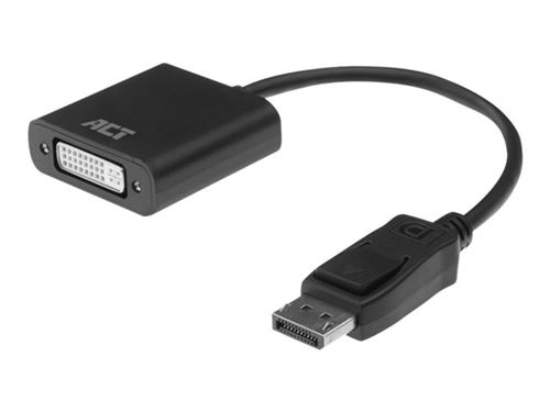 ACT - Adaptateur vidéo - liaison double - DisplayPort (M) pour DVI-I (F) - DisplayPort 1.1 - 15 cm - moulé, prise en charge de 1920 x 1080 à 60 Hz, snap-in - noir