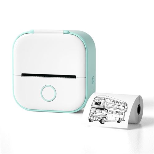 Mini Imprimante Portable Bluetooth Pour Étiquettes Et Photos Rose Blanc + Vert YONIS