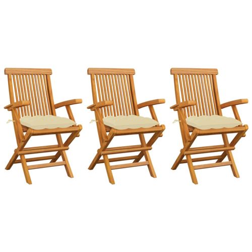 Vidaxl Blanc Chaises De Jardin Avec Coussins - Crème - Image 3