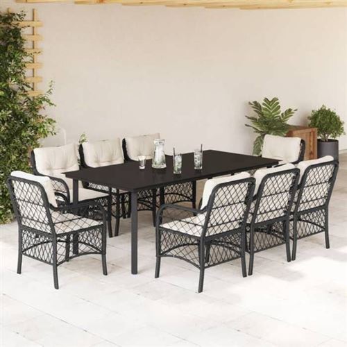 Vidaxl Noir Ensemble À Manger 9Pcs - Image 3