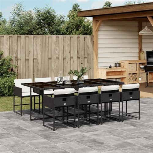 Non Communiqué Noir Vidaxl Ensemble À Manger De Jardin 9Pcs Coussins Résine Tressée 3278045
