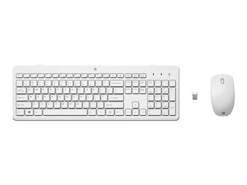 HP 230 - Ensemble clavier et souris - sans fil - 2.4 GHz - QWERTY - Anglais - blanc - pour HP 24; Laptop 14, 14s, 15, 15s, 17; Pavilion 13, 14, 15; Portable 24, 27