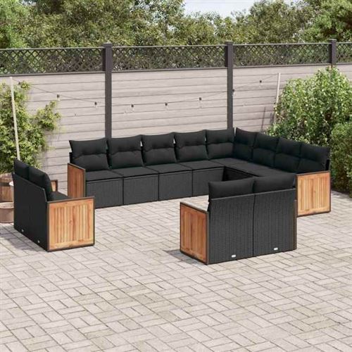  Salon de jardin modulable VIDAXL beige 12 pieces 11 personnes 62 x 62 x 69 cm resine tressee 