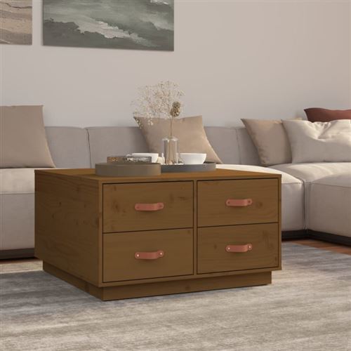 VIDAXL - Table basse - Bois de pin massif - Marron miel - 80x80x45 cm - Image 2