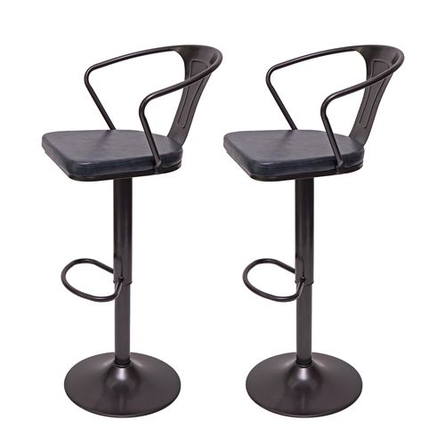 Mendler Lot 2 Tabourets de bar avec accoudoirs - Vintage