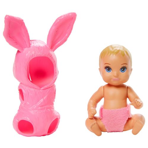 Barbie Skipper Babysitters Inc - GPR02 - Mini Poupée - Bébé habillé d'un Costume lapin rose