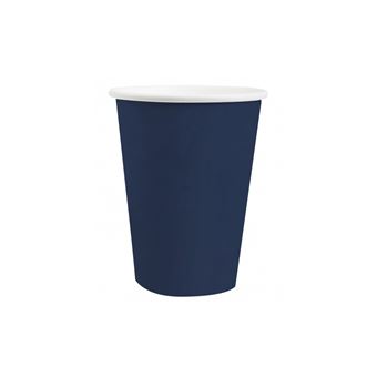 100 Gobelets En Papier Bleu Marine Et Doré à Pois CEILIWEN - 250 Ml, Pour Boissons Chaudes Et Froides