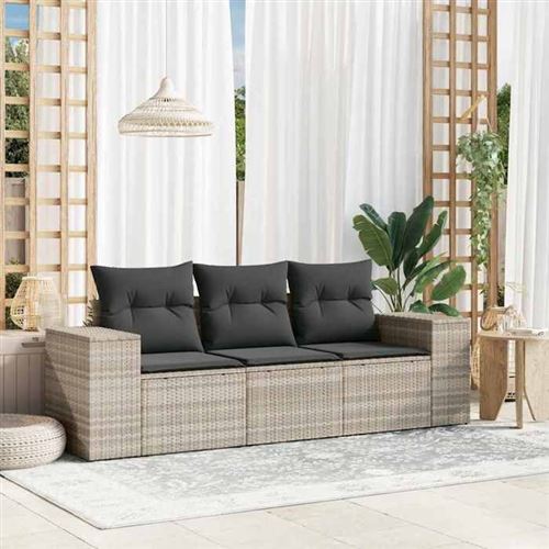 Salon de jardin modulable Vidaxl resine tressee gris 3 pieces x 83 x 69