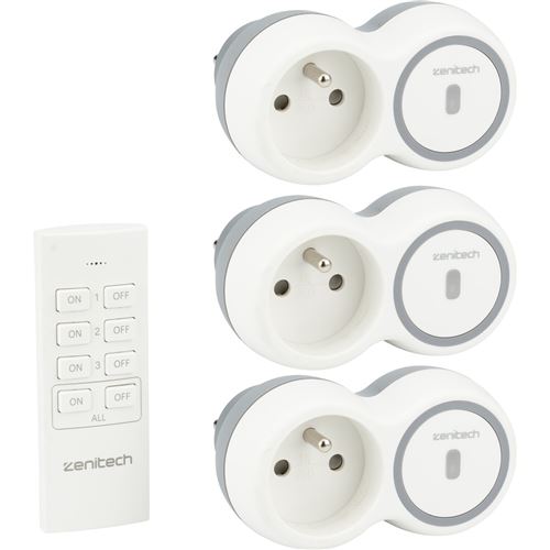 Non Communiqué Blanc Zenitech - Pack De 3 Prises 2300W + Télécommande - Bolea