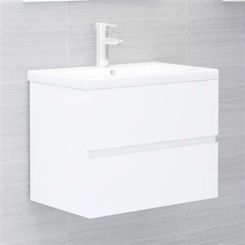 vidaXL Armoire d'évier avec lavabo intégré Blanc Bois d'ingénierie3071540
