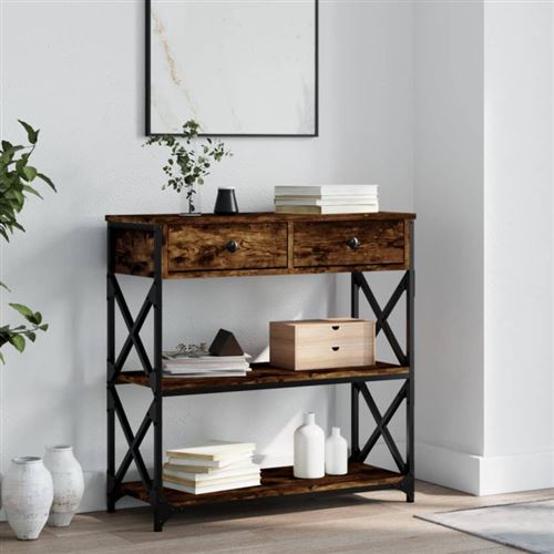 vidaXL Table console chêne fumé 75x28x75 cm bois d'ingénierie