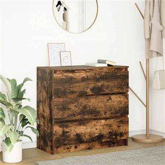 Buffet chêne fumé 80x35x76 cm bois d ingénierie - 1