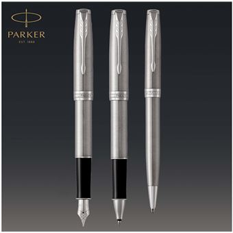 PARKER IM Premium Stylo roller, gris argenté, Recharge noire pointe fine,  Coffret cadeau