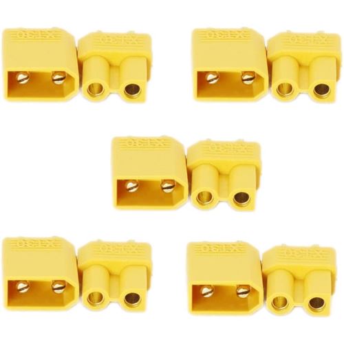 Connecteurs XT30 Mâle-Femelle pour Batteries Rc Lipo Haute Qualité, 5 Paires Idéaux pour Batterie Tello, Alimentation Autoradio JVC, Jaune, Plastique