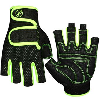 Gants Musculation Hommes Femme FONGWAN avec Support de Poignet, pour Fitness Protection Haltérophilie, L - Vert - 1
