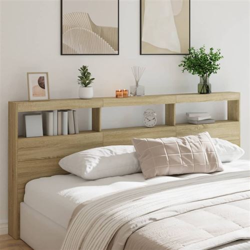 vidaXL Armoire tête de lit avec LED chêne sonoma 220x17x102 cm839226