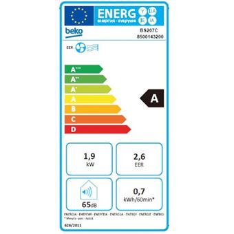 Climatiseur mobile monobloc 1900w 20m² blanc Beko BS207C