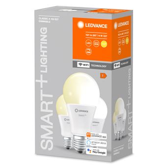 LEDVANCE SMART+ WiFi Classic Dimmable 3xAmpoule LED intelligente - E27 - blanc chaud (2700 K) - remplace les lampes à incandescence par 100W}