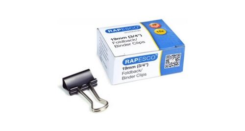 RAPESCO RAPESCO PINCE DOUBLE CLIP, LARGEUR: 19 MM, NOIR, 80 PIÈCES NOIR