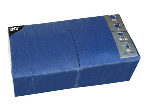 PAPSTAR - Serviette - Taille 33 x 33 cm - jetable - bleu foncé (pack de 250)