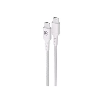 BIGBEN Connected - Câble USB - 24 pin USB-C (M) pour 24 pin USB-C (M) - 3 A - 1.2 m - USB Power Delivery (60W), plastique recyclé à 100 %, connecteurs réversibles - blanc