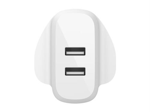 Belkin BOOST CHARGE - Netspanningsadapter - 24 Watt - 4.8 A - 2 uitgangsaansluitingen (2 x USB) - wit