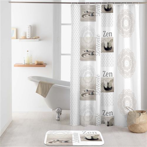 rideau de douche avec crochets 180 x 200 cm polyester imprime balaji
