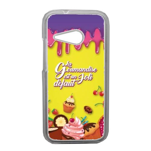 Coque La Gourmandise Est Un Joli Defaut Fond Jaune 01 Compatible Htc One Mini 2 Transparent