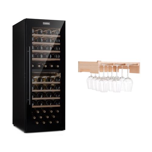 Klarstein Barossa 77 Duo Cave à Vin 2 zones de température pour 77 bouteilles / 191 L + étagère pour verres à vin