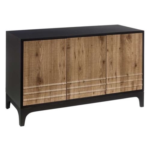Buffet 3 portes en bois noir et marron ADRIEN