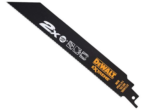 Dewalt Dt2408L-Qz - Hoja De Sierra Sable Bi-Metal Extreme 2X, Longitud: 203Mm, Paso De Diente: 1.8-1.4Mm Para Metal