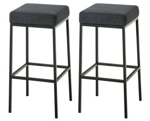 CLP Lot de 2 tabourets de bar Montréal 80 en tissu , Gris foncé/Noir