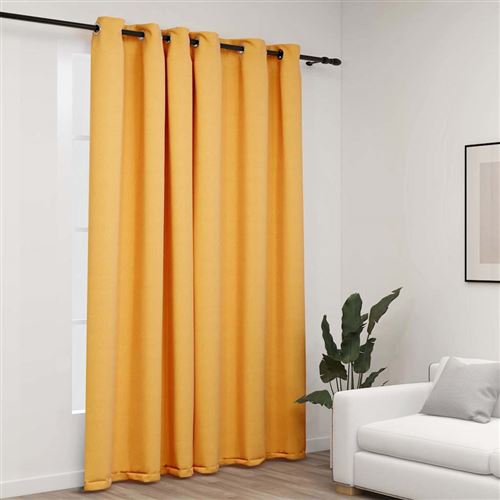 vidaXL Rideau occultant Aspect de lin avec œillets Jaune 290x245 cm