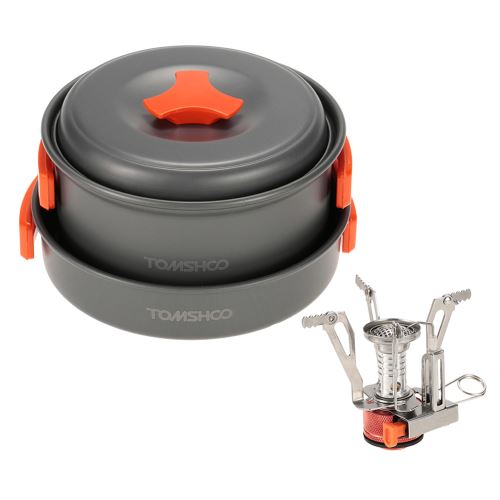 TOMSHOO Camping randonnée en plein air avec Cookware Mini Camping piézoélectriques Ignition Poêle Backpacking Cuisson de piqu-4