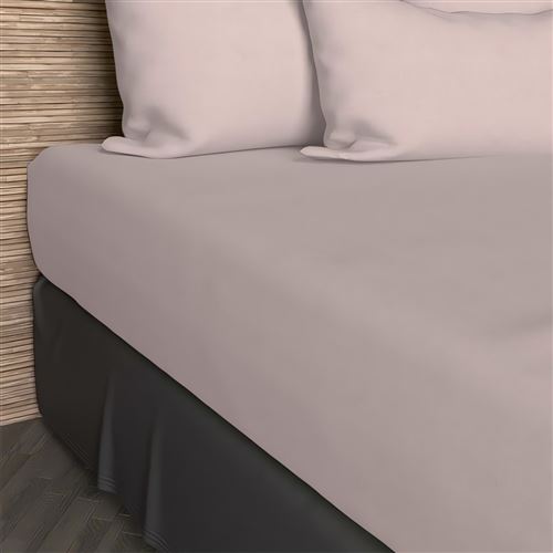 Drap housse JERSEY 160x200 cm en coton uni rose, par Soleil d'ocre