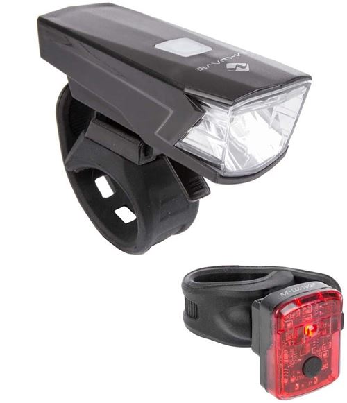 M-Wave kit d'éclairage Batterie à leds Atlas 15USB noir/rouge