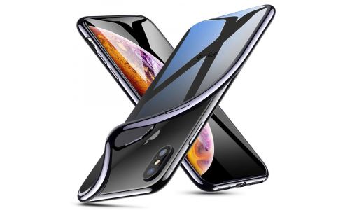 Coque souple pour iPhone XS Max gris foncé et dos transparent